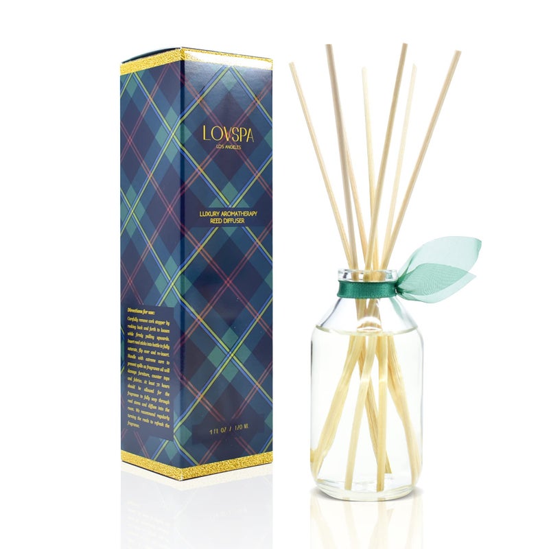 LOVSPA Reed Diffuser Set, Birchwood Pine Scented Oil Diffuser with Sticks, Home Fragrance Accessories for Bathroom Shelf Decor, Aroma Diffusers for Home or Office Desk, USA Made - Image 1